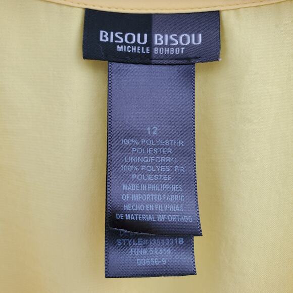 Bisou Bisou Yellow Sleeveless Faux Wrap Summer Dress Size 12 - Picture 6 of 7
